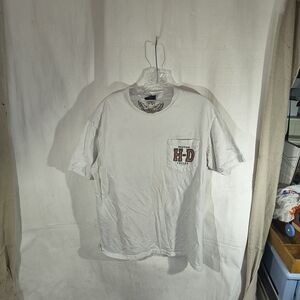 Men's Size Medium White Osage Beach Missouri Tee Harley Davidson Biker Built